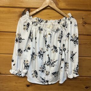 Melloday Womens Tunic Blouse Plus Size S White Beige Black Floral Ruffles